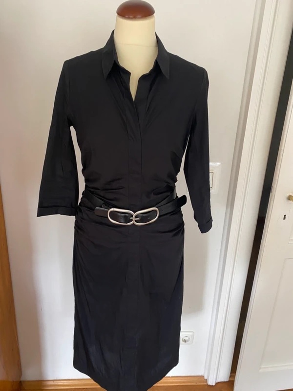 Rene Lezard Black Maxi Shirt Dress